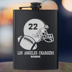 Personalized Sports Football Helmet NFL Los Angeles Chargers Black Flask | NFL